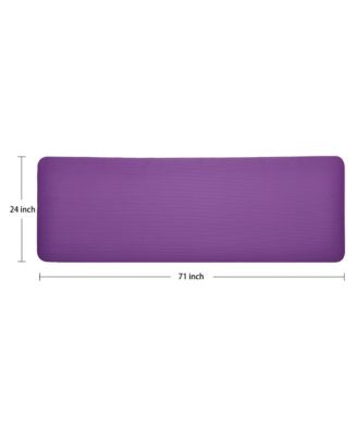 1" Extra Thick Exercise Fitness Yoga Mat & Carry Strap, Purple