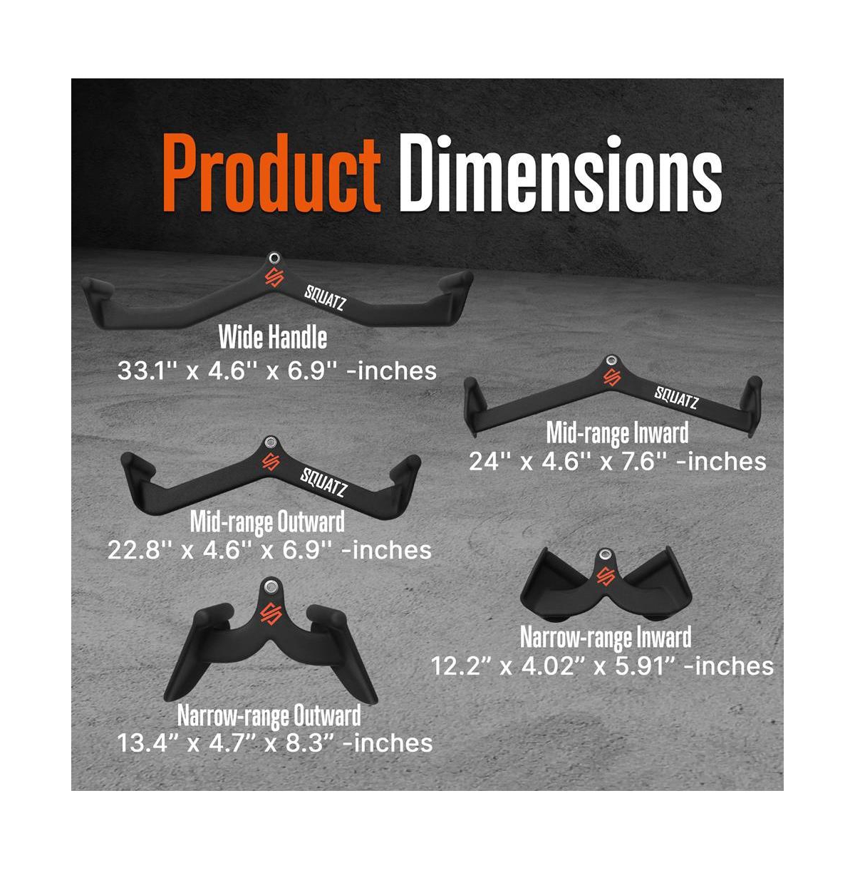 Squatz 5-Piece Lat Pulldown Cable Attachment Set for Weight Machines