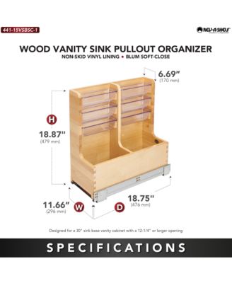 30" Wood Vanity Base Cabinet Organizer w/ Soft-close, 441-15VSBSC-1