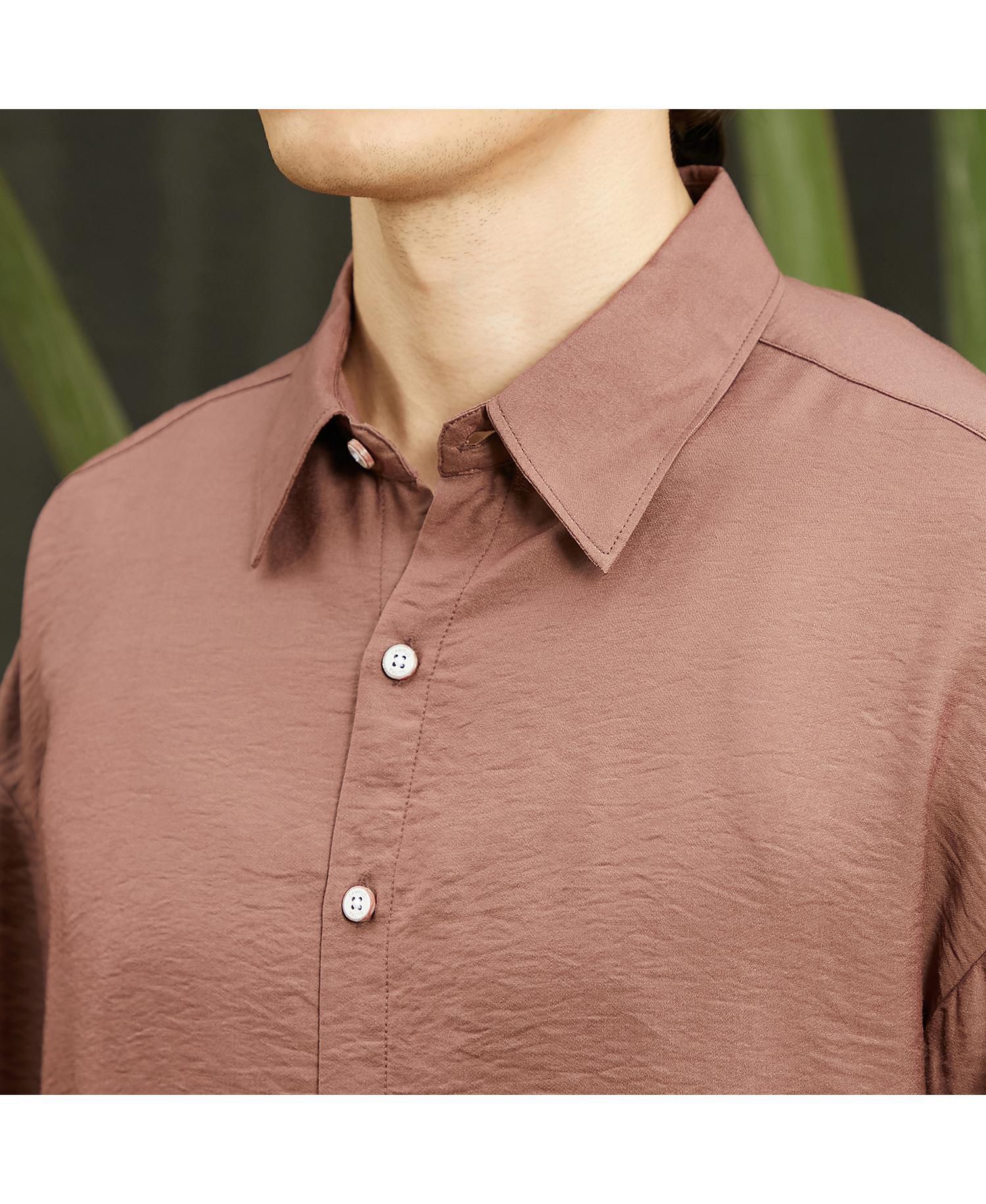 Men's Mocha Brown Breezy Wrinked Shirt