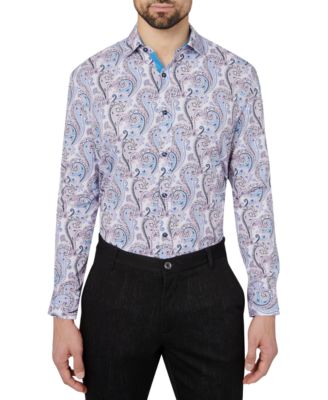 Society of Threads - Men's Slim-Fit Performance Stretch Paisley Dress Shirt