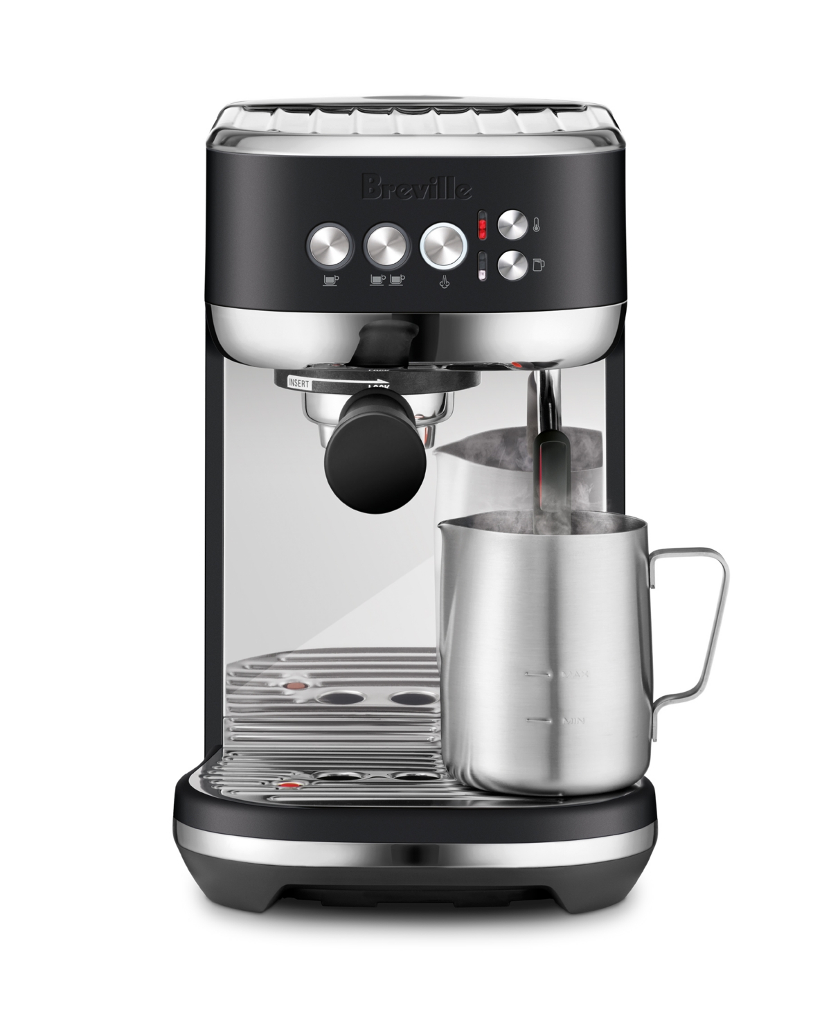 Breville Bambino Plus Thermojet Espresso Maker With Steam In Black Truffle