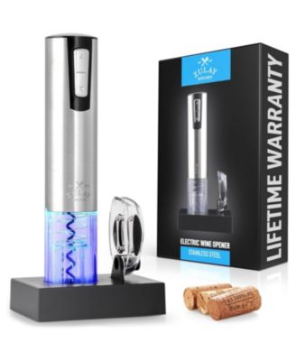 Electric Wine Opener With Charging Base and Foil Cutter - Stainless Steel Automatic Wine Bottle Opener