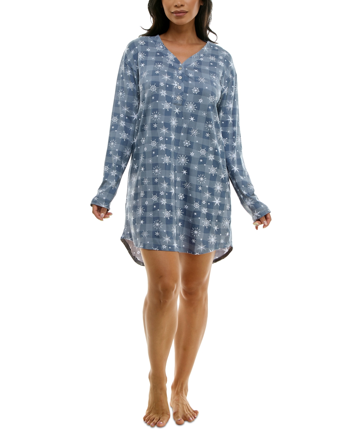 Women's Cozy Luxe Henley Sleep Dress - Crystal Bu