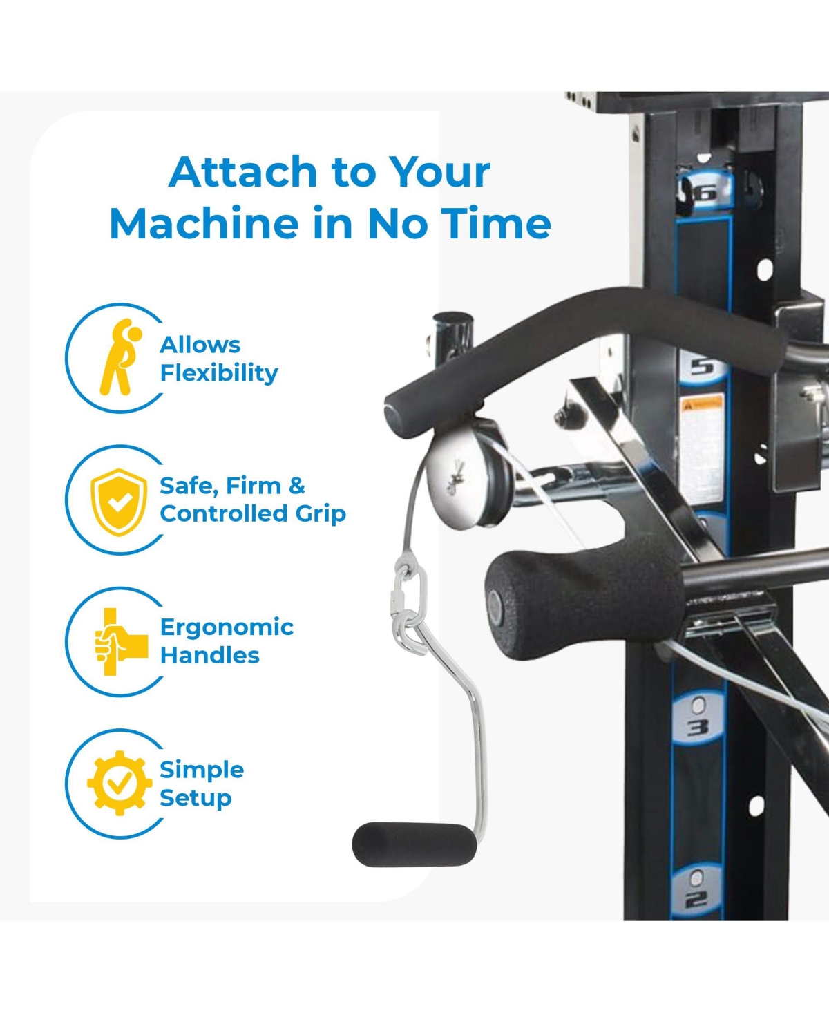 Total Gym 17500 Open Ended Chrome Handles for Home Workout Machines - Black and chrome