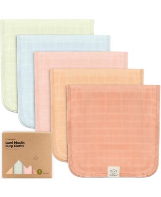 KeaBabies Kids 5pk Lumi Muslin Burp Cloths Burp Cloths Burping Cloths - Flora dew 20$