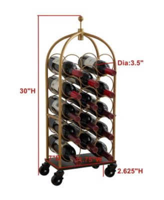 Luggage Cart Wine Rack, Freestanding Floor Metal Wine Rack, Wine Bottle Holders Stands (Gold/Black)