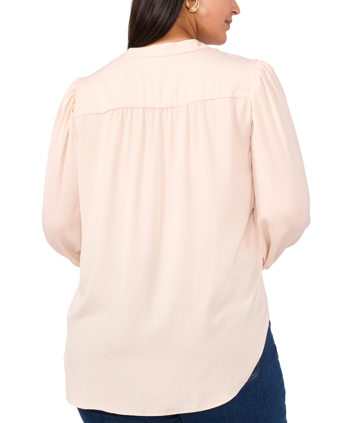 Vince Camuto Plus Size Smocked-Cuff Blouse