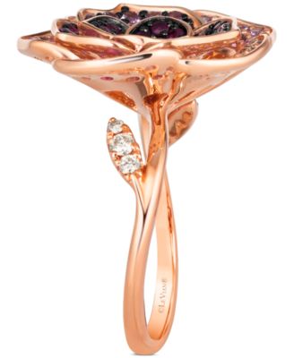 Multicolor Sapphire (1-5/8 ct. t.w.) & Nude Diamond (1/8 ct. t.w.) Flower Statement Ring in 14k Rose Gold