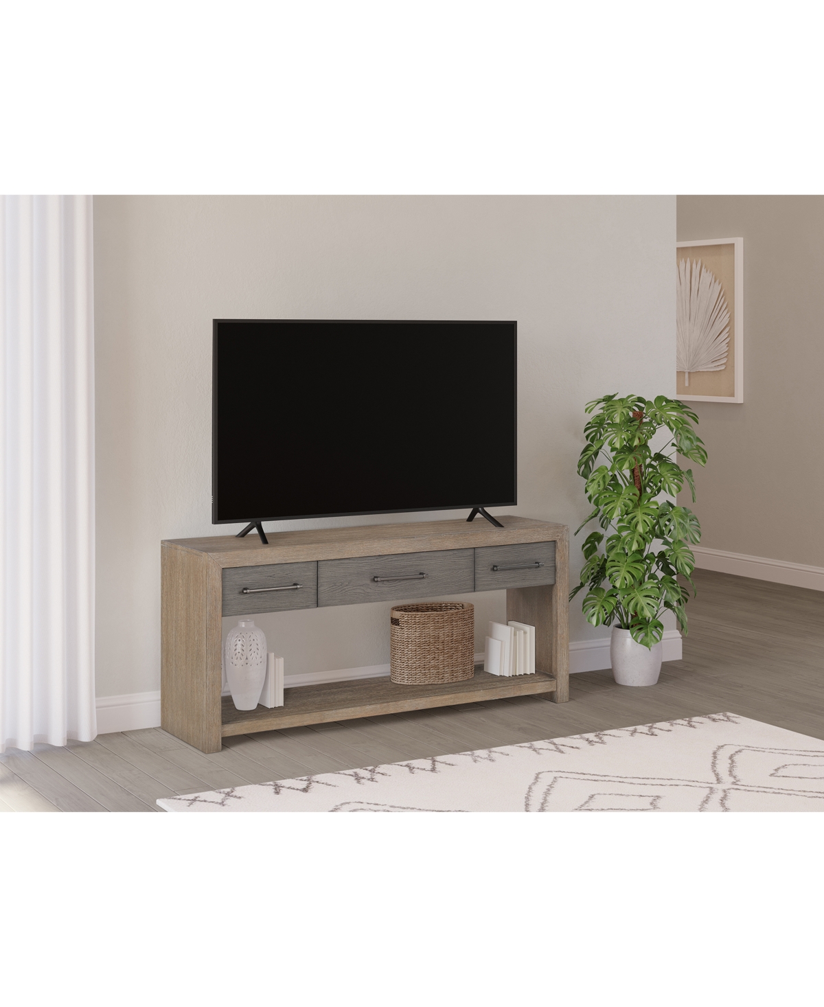 MACY'S PORTMORE 60" WOOD CONSOLE TV STAND 
