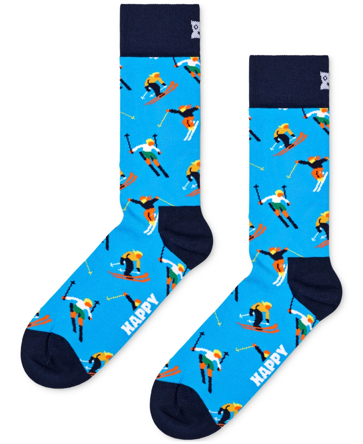 Happy Socks Assorted 2-pack Skiing Chalet Crew Socks Gift Set In Medium Brown