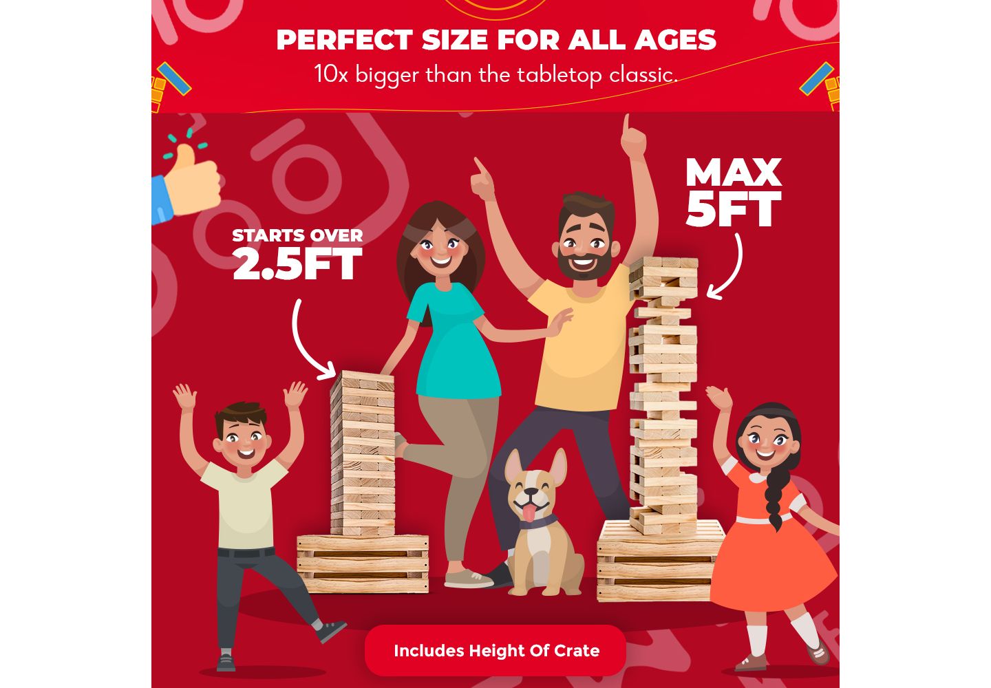 Детская игрушка SWOOC Giant Tower Game with Storage Crate, 60 Blocks, New Zealand Pine, Ages 5+ — фото 3