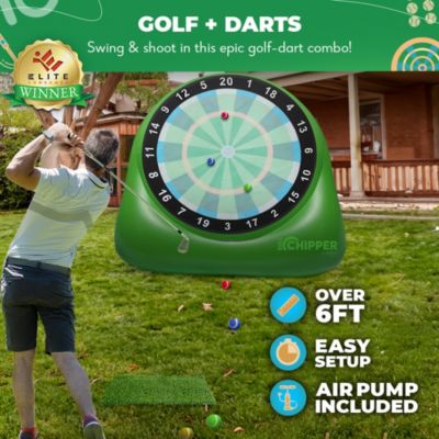 Bull Chipper | Giant Golf Darts (Over 6ft Tall) with 10+ Golf Games | Golf Chipping Game with Air Pump | Yard Games