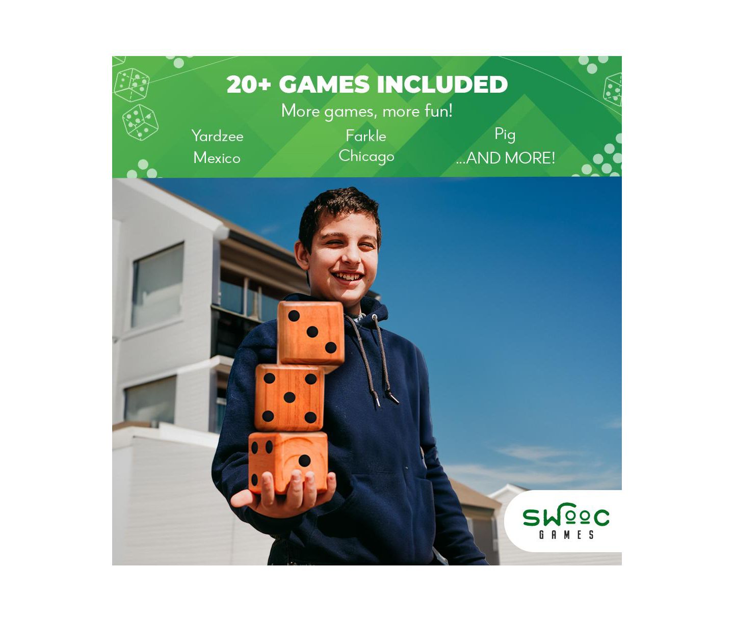 Детские настольные игры SWOOC Yardzee, Farkle & 20+ Games 6-Piece Board Game, Ages 3+, цвет: Коричневый — фото 6
