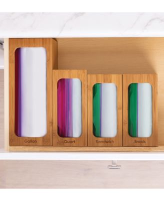 4-Piece Bamboo Food Storage Bag Holder Set