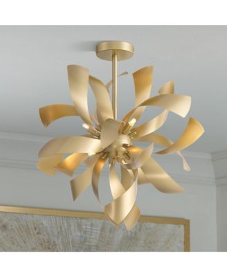 Verity Semi Flush-Mount Ceiling Light with Twisted 6-Light Modern LED Metal Fixture for Kitchen or Foyer