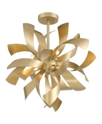 Verity Semi Flush-Mount Ceiling Light with Twisted 6-Light Modern LED Metal Fixture for Kitchen or Foyer