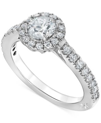 Macy's - Diamond Halo Engagement Ring (1-1/4 ct. t.w.) in 18k White Gold