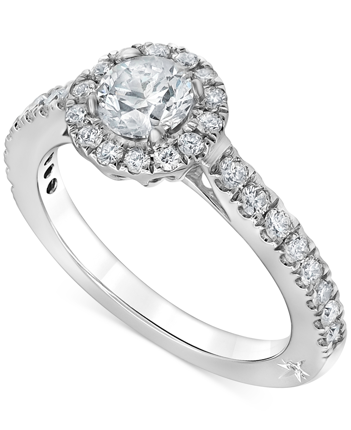 Macy's Diamond Halo Engagement Ring (1-1/4 Ct. T.w.) In 18k White Gold In White Gold