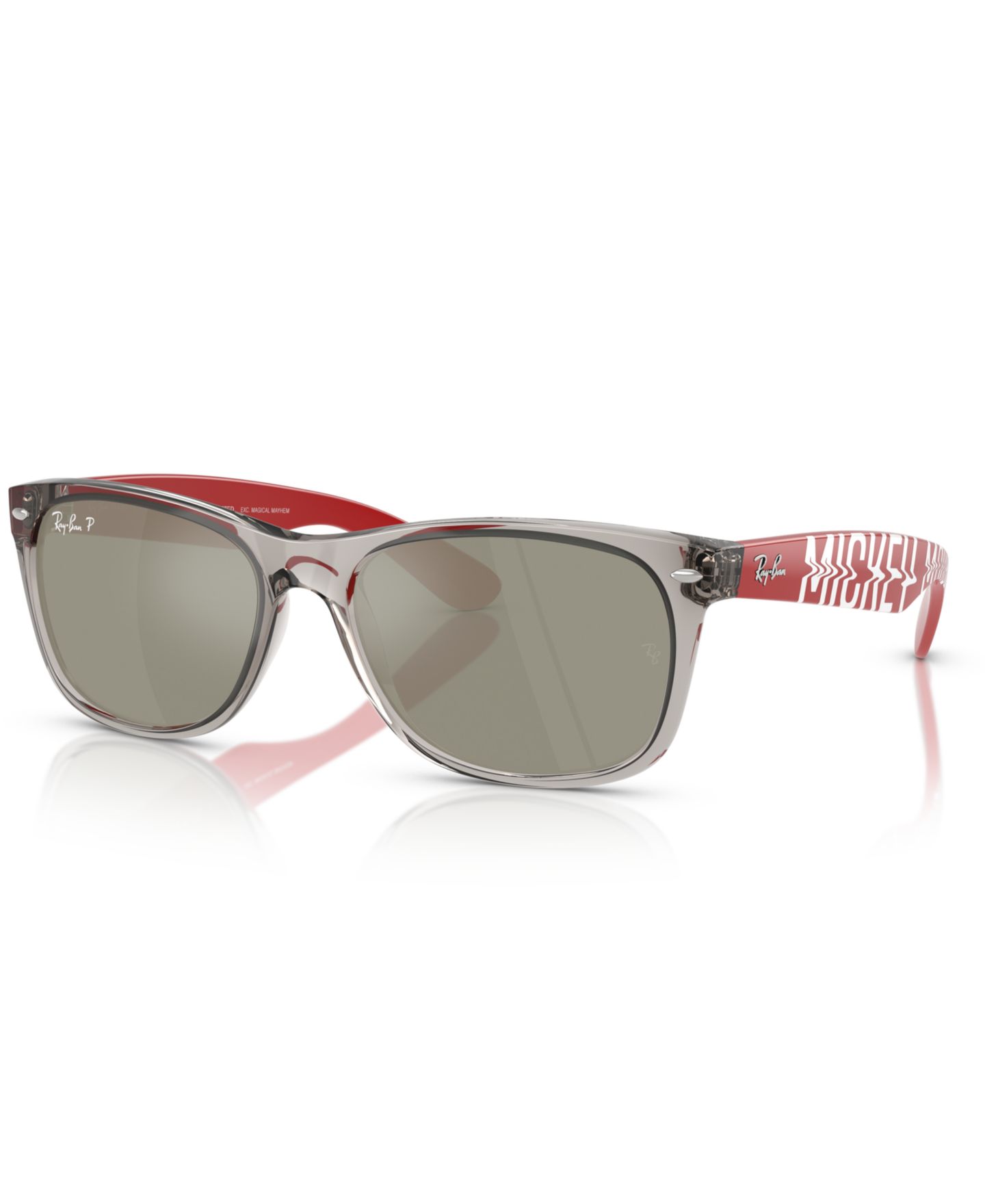 Солнцезащитные очки Ray-Ban Unisex Polarized Disney Sunglasses, New Wayfarer RB2132, цвет: Прозрачный серый — фото 1