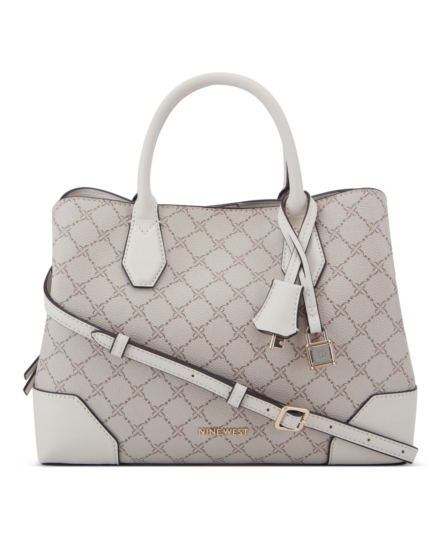 Женская сумка Nine West Brooklyn Small Satchel, цвет: Mushroom Logo, Milk — фото 3