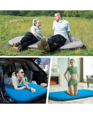 2 Person Self Inflating Double Air Camping Sleeping Pad, Blue/Charcoal