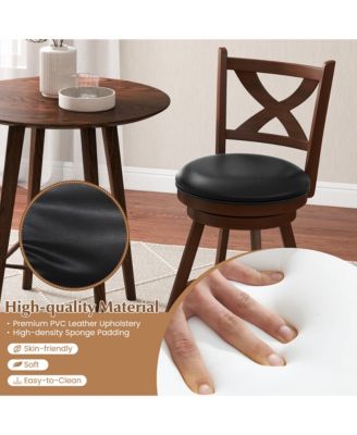 Set of 2 Rubber Wood 24'' Classic Counter Height Swivel Chairs for Kitchen Pub Bar Stools