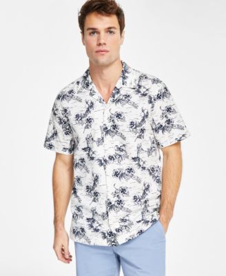 Tommy Hilfiger - Men's Printed Short Sleeve Flex Poplin Shirt