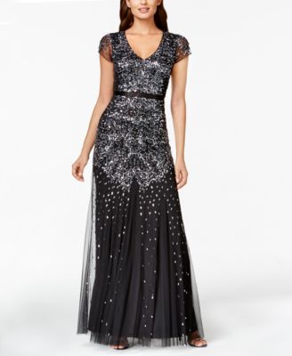 Adrianna Papell - Cap-Sleeve Embellished Gown
