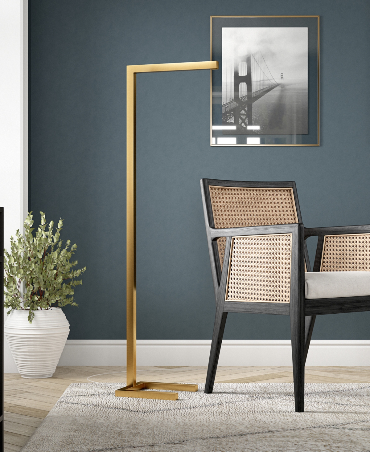 Hudson & Canal 52" Metal Malin Tall Integrated Led Floor Lamp In Brass
