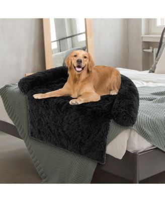 Plush Calming Dog Couch Bed with Anti-Slip Bottom Plush Mat for Large Dogs & Cats