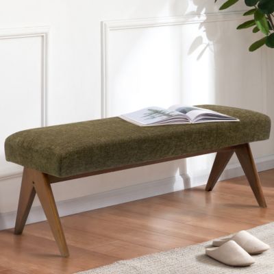 Breakfast Nook Bench Cushioned Dining Bench with V-Shaped Legs
