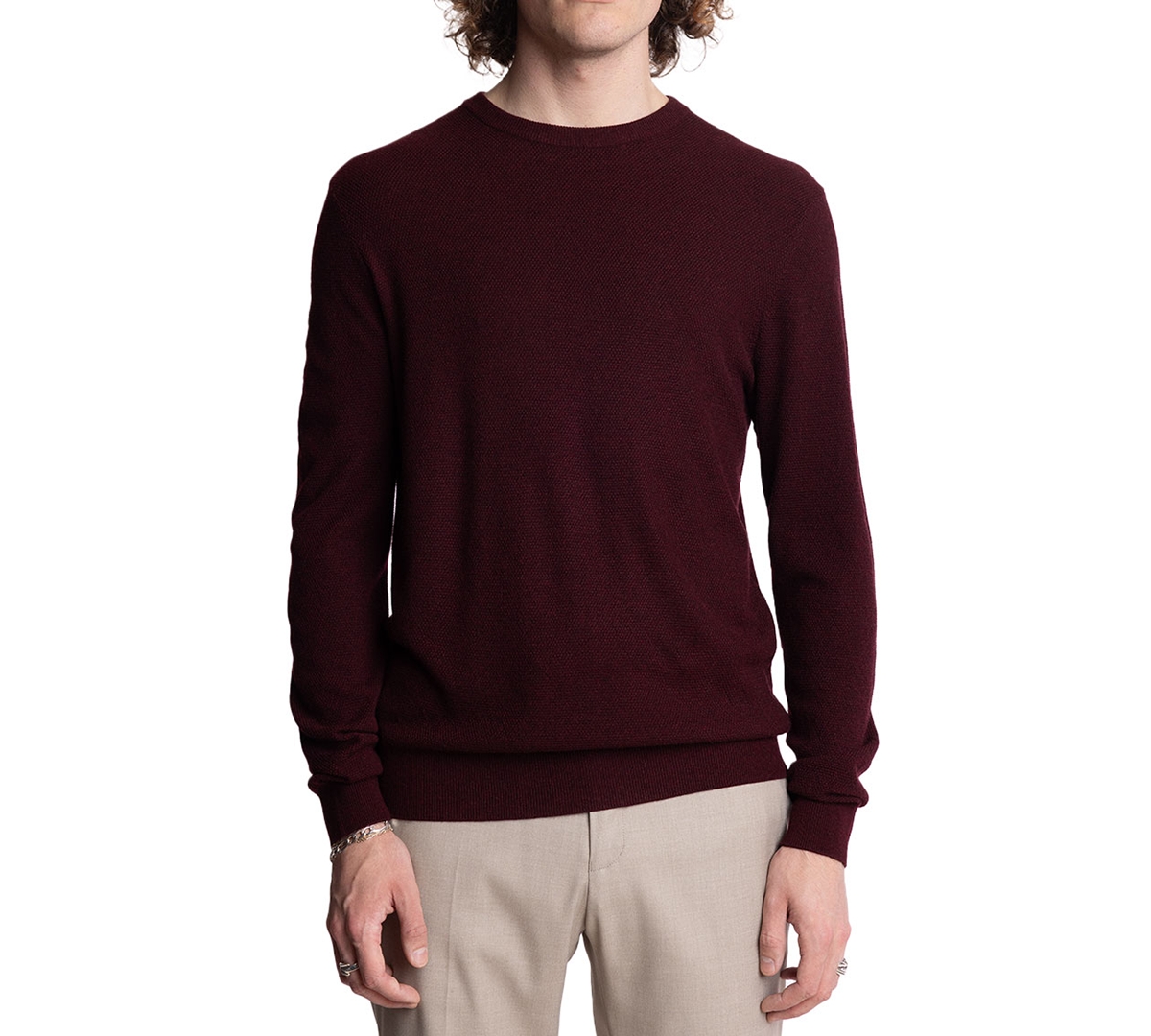 Men's Diamond Crewneck Sweater - Deep Cranberry