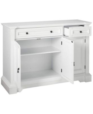 White Finish Wood Buffet Breakfront Cabinet Console Table With Storage, Drawers, Shelves