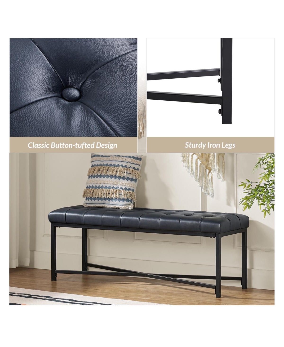 Hulala Home Eberhard Modern Upholstered Flip Top Storage Bench with Button-Tufted