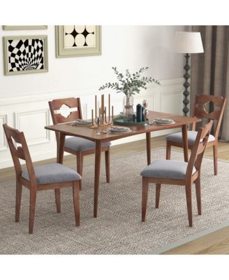 Set of 4 Dining Chair w/ Padded Seat High Back Rubber Wood Frame Kitchen Chairs