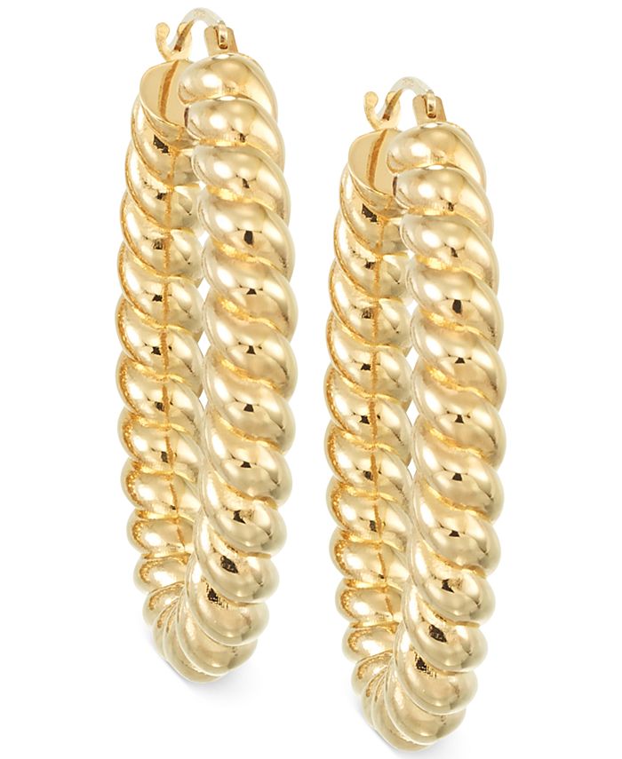 14k gold rope hoop clearance earrings