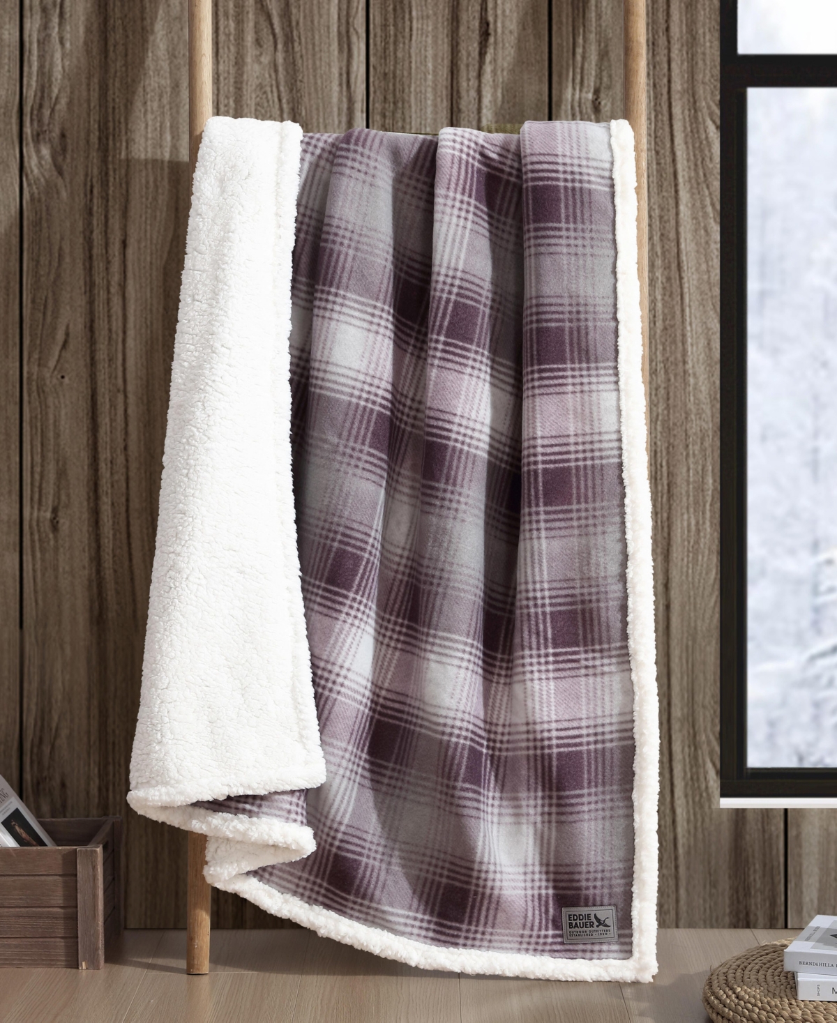 Eddie Bauer Nordic Plaid Ultra Soft Plush Fleece Reversible Oversized Throw, 70" x 50"