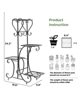 4 Tier Plant Stand Outdoor Garden Metal Flower Display Rack Shelf Home Decor