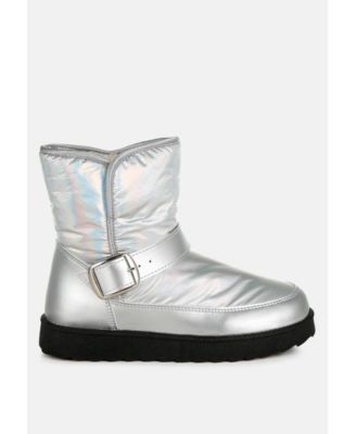 Womens Jammy Buckle Strap Puffy Ankle Boots