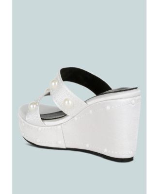 Django Pearl Embellished Wedge Sandals