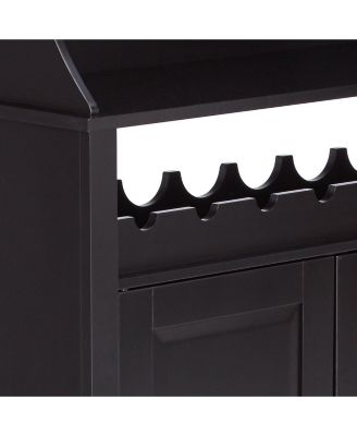 Wood Wine Rack Buffet & Storage Cabinet (Black)