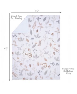 Treetop Fox Woodland/Forest Minky/Faux Shearling Fleece Baby Blanket