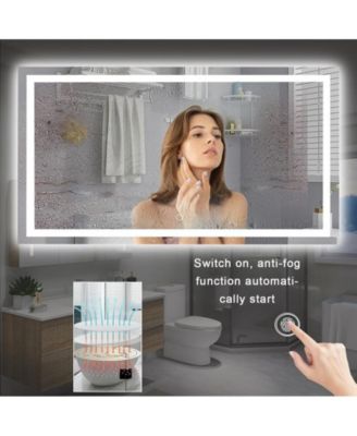 LED Bathroom Mirror with Lights 48 x 36 Inch/60x36 Inch LED Vanity Mirrors Wall Mounted Dimmable Front Lighted Anti-Fog Makeup Mirror for Bedroom 48 x 36 inch