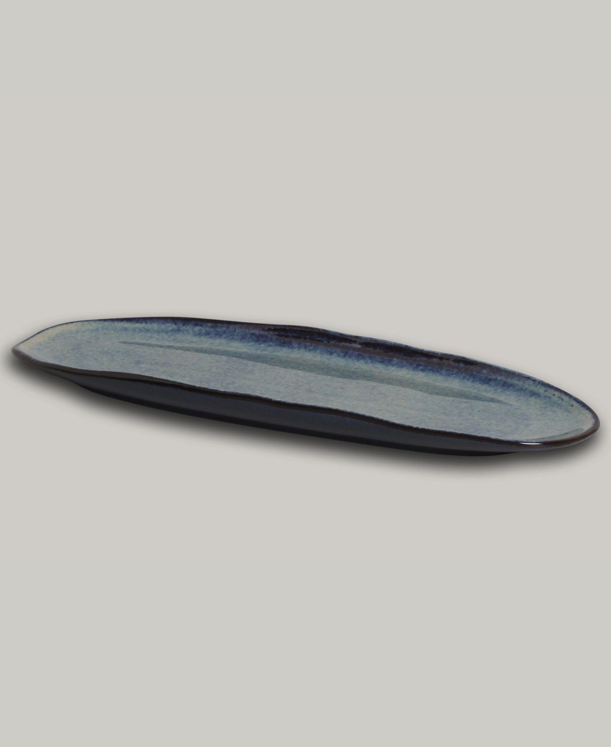 Porto Brasil 14.17" Stoneware Large Shallow Oval Platters, Set Of 4 In Denim