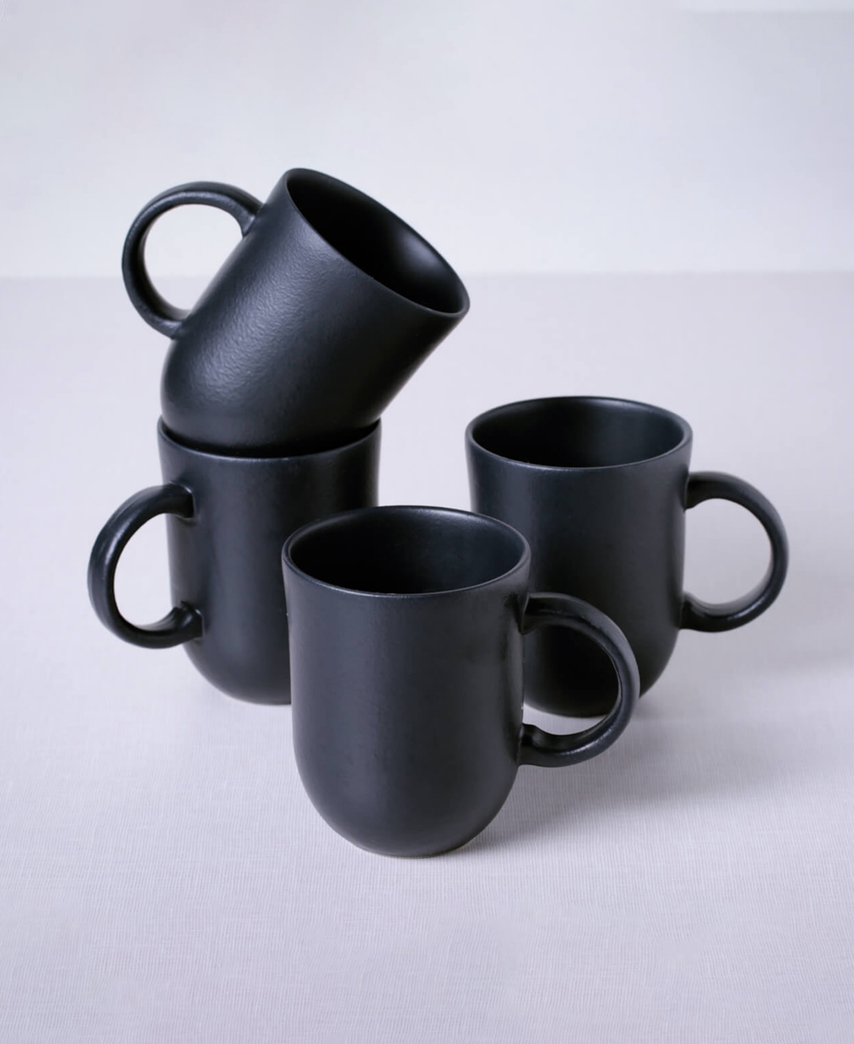 Porto Brasil Stoneware Coup Mugs, Set Of 4 In Matte Black