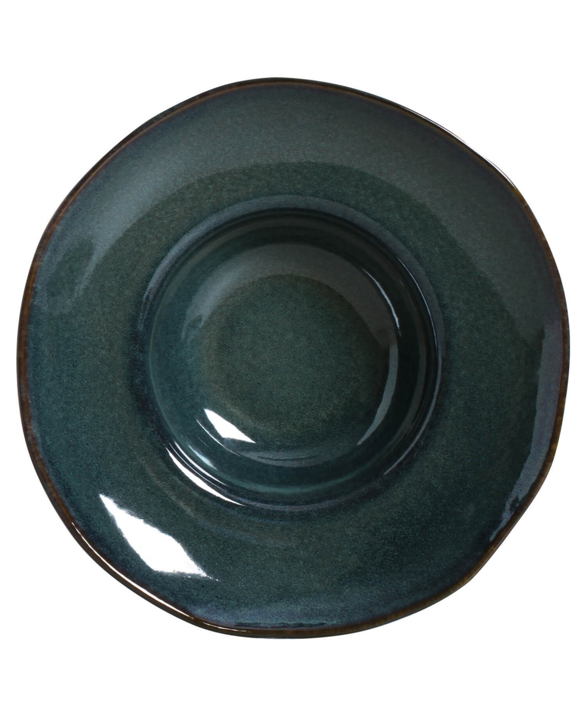 Porto Brasil 11.02" Stoneware Deep Rim Plates, Set Of 4 In Oceano
