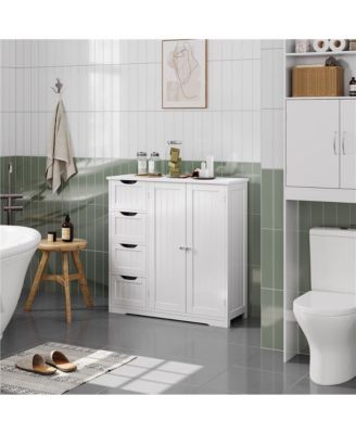 Bathroom Storage Cabinet with 4 Drawers and Double Doors