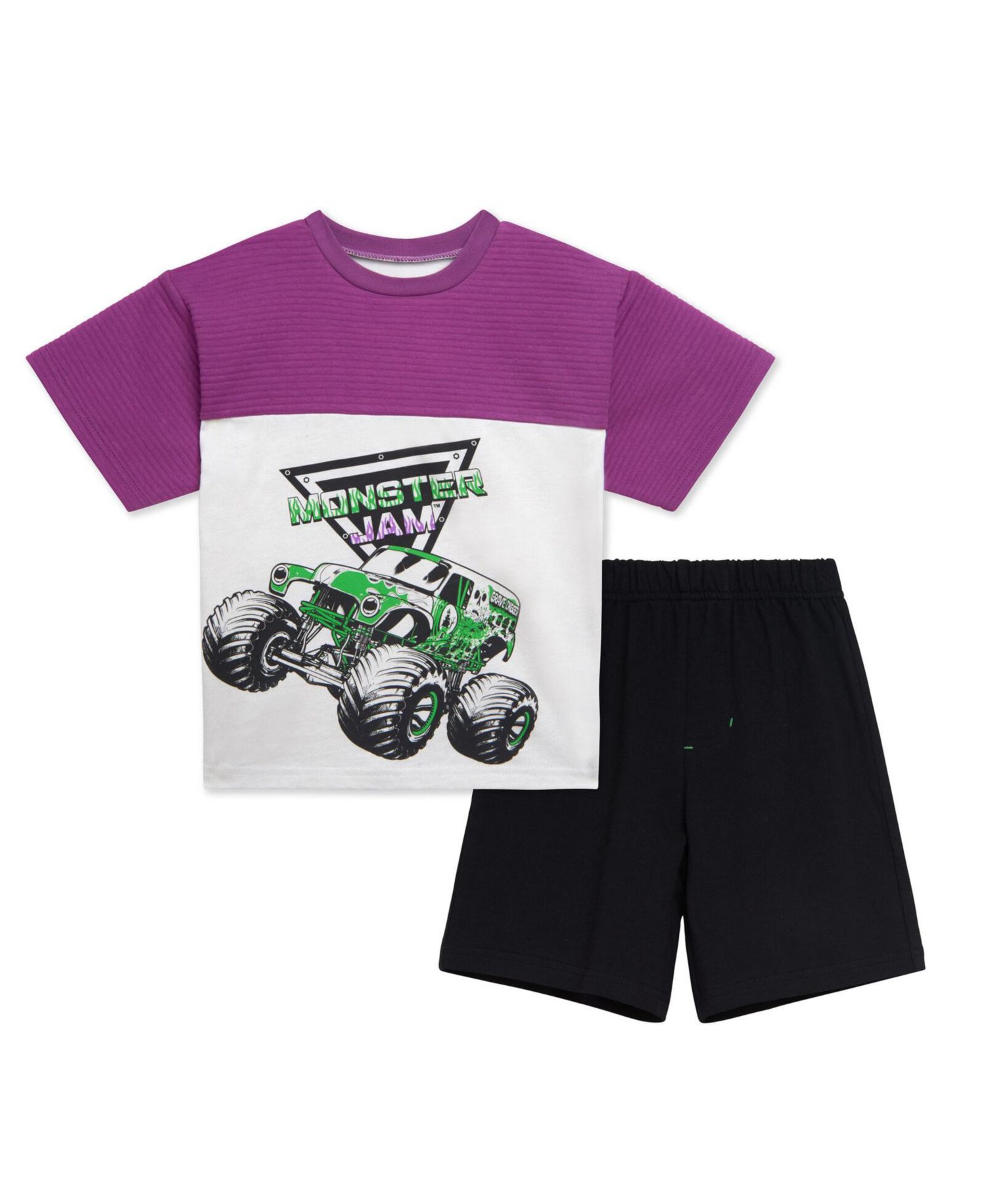Boys Grave Digger Ottoman Ribbed T-Shirt and French Terry Shorts Outfit Set
