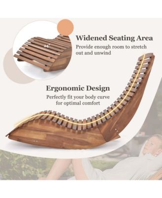 2 PCS Outdoor Acacia Wood Rocking Chair with Widened Slatted Seat and High Back